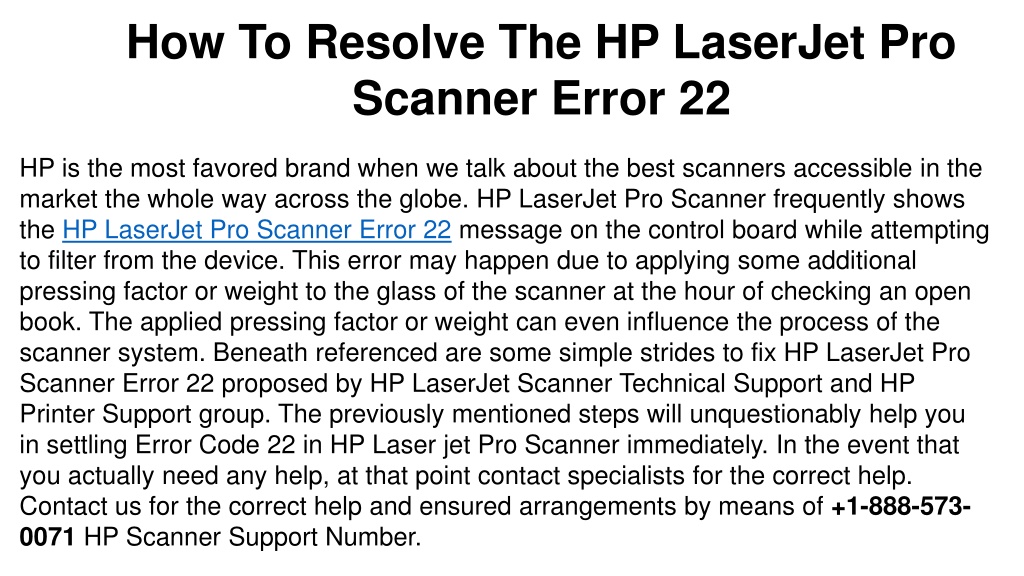 PPT How To Resolve The HP LaserJet Pro Scanner Error 22 PowerPoint