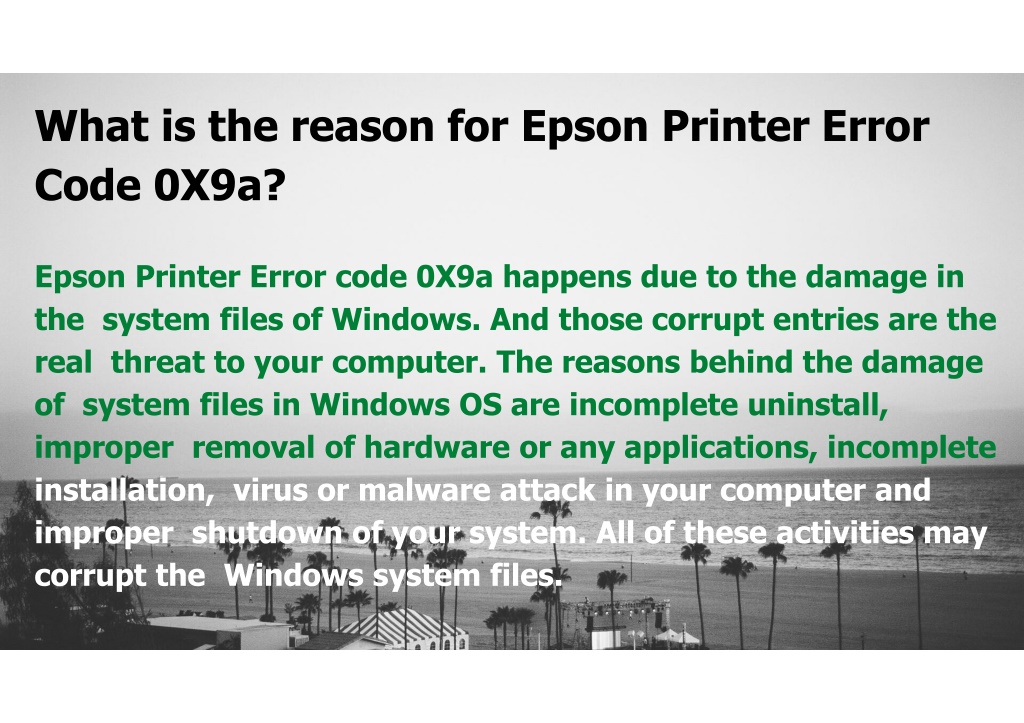 PPT How To Fix Epson Printer Error Code 0x9a PowerPoint Presentation