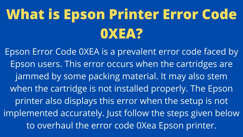 PPT How To Fix Epson Printer Error Code 0xea PowerPoint Presentation