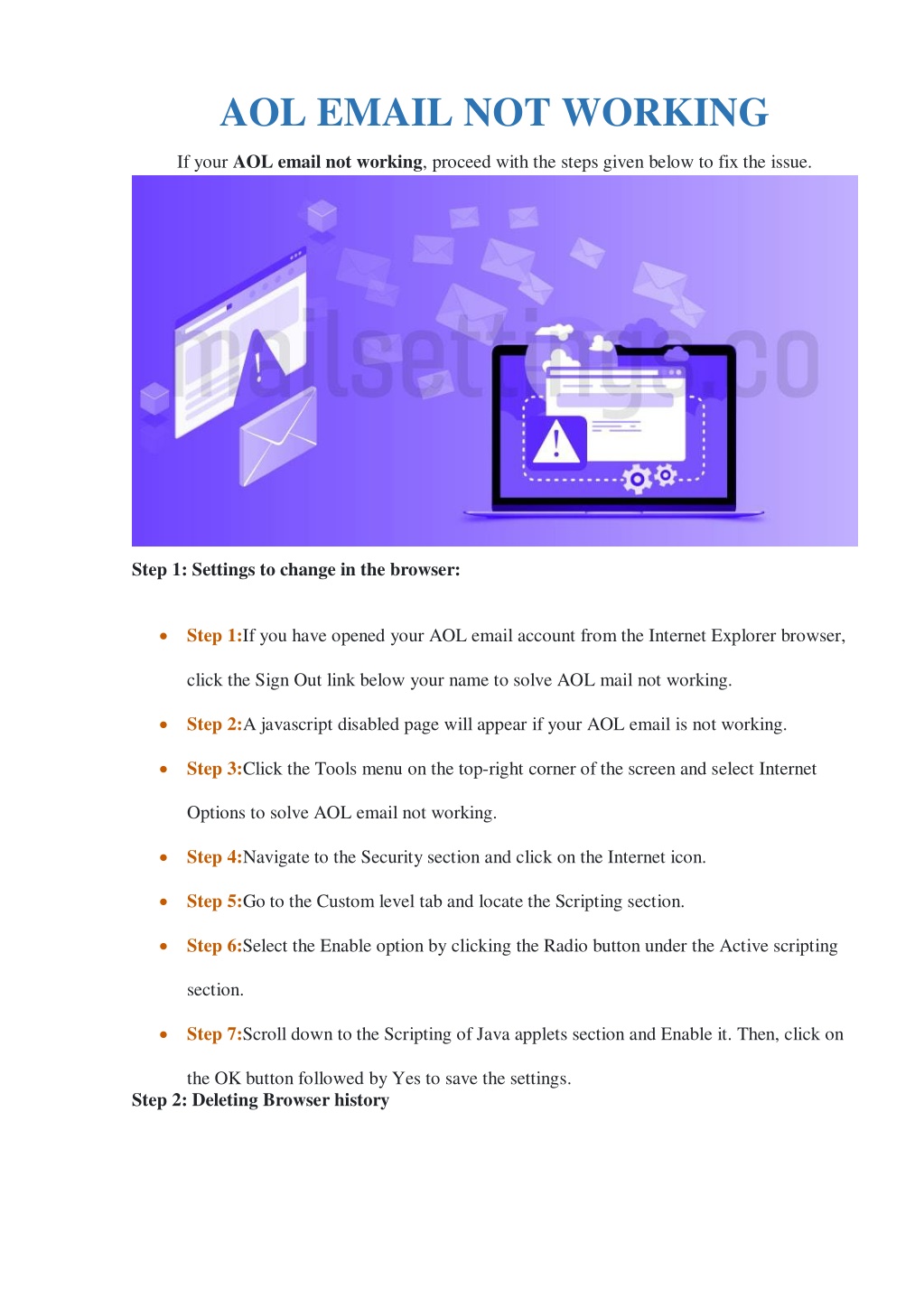 PPT 3 Easy Steps To Solve AOL Email Not Working Problem PowerPoint