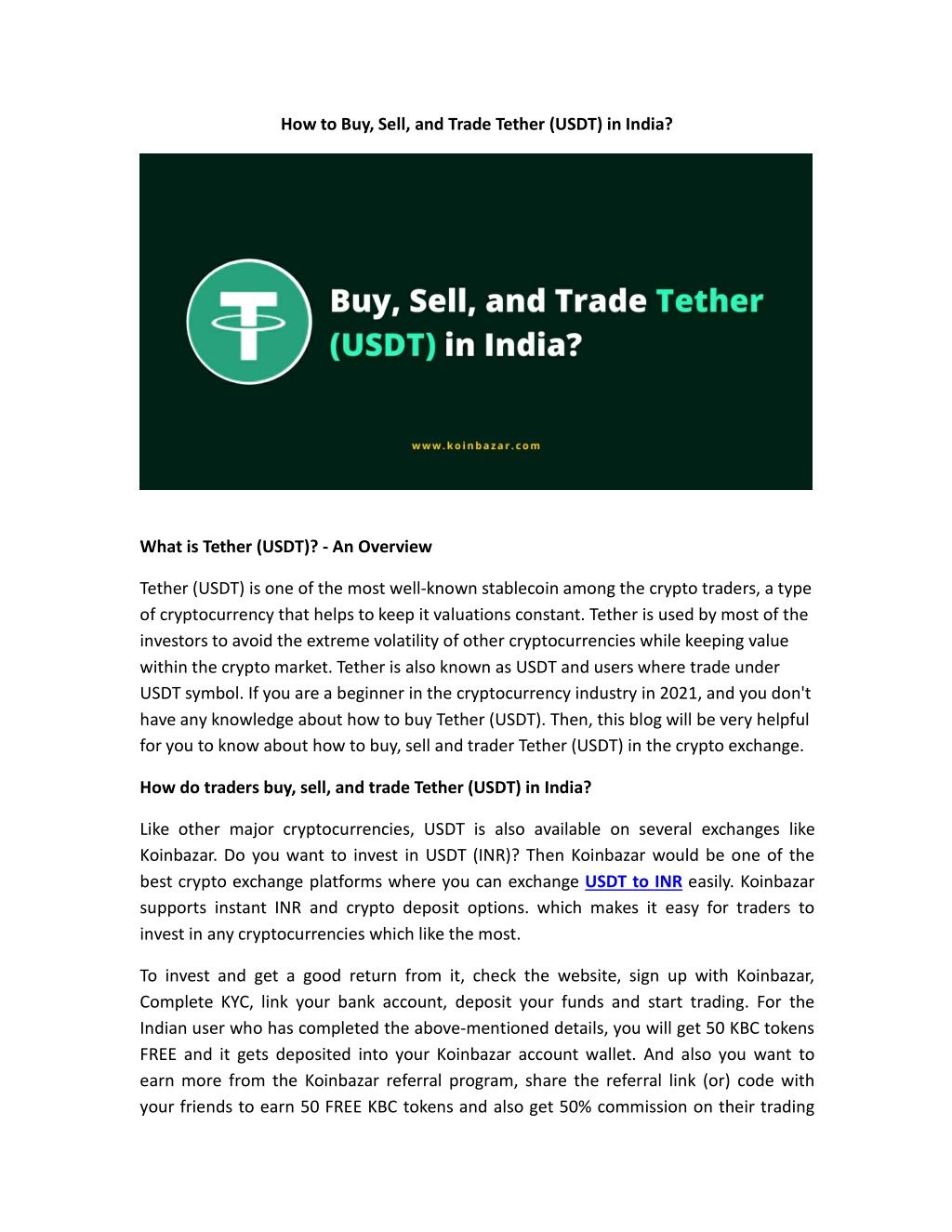 PPT How To Buy Sell And Trade Tether USDT In India PowerPoint