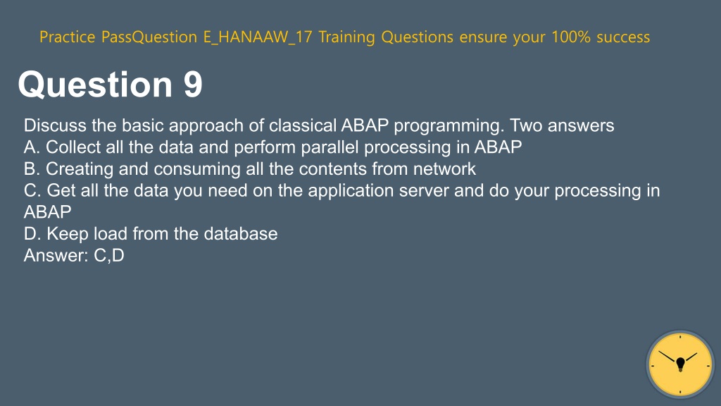 PPT ABAP For SAP HANA 2 0 E HANAAW 17 Exam Questions PowerPoint