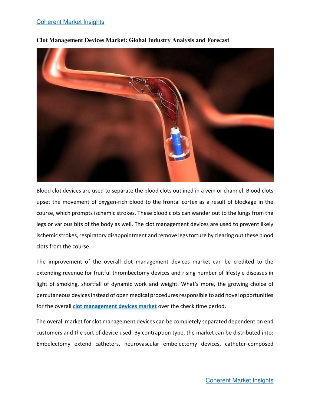 PPT Clot Management Devices Market PowerPoint Presentation Free