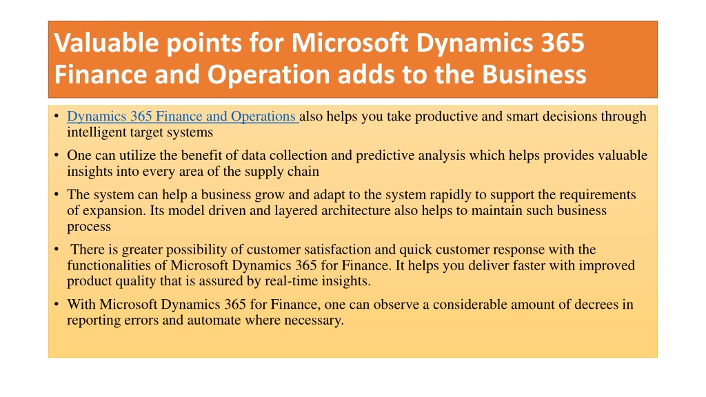 Ppt Why Its Important To Choose Dynamics Finance Powerpoint