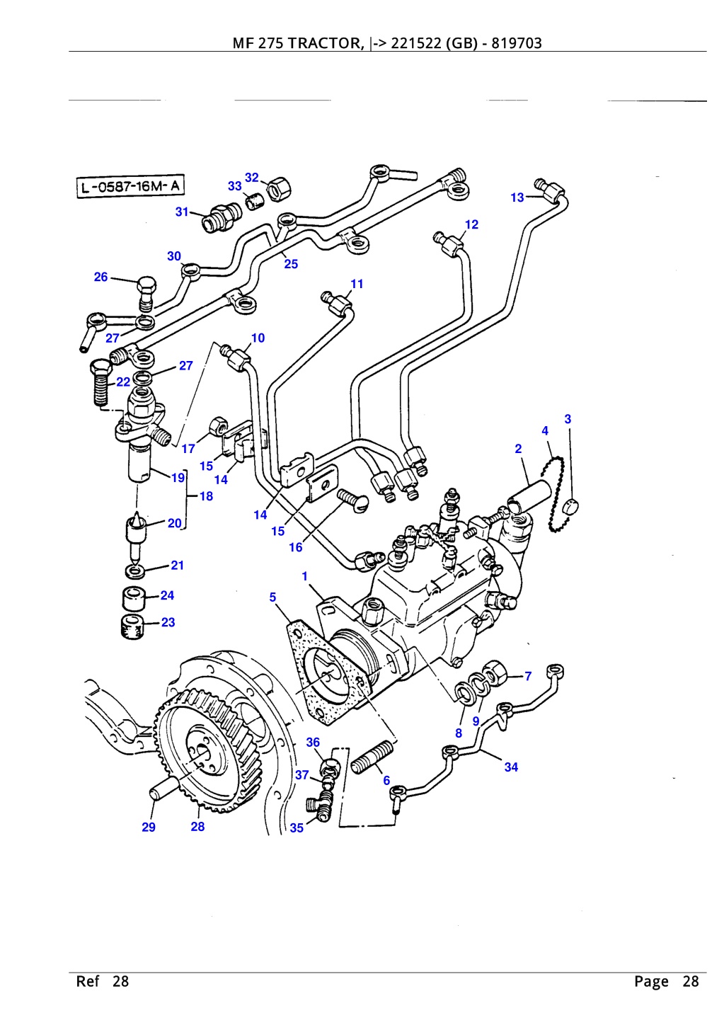 PPT Massey Ferguson MF 275 TRACTOR 221522 GB Parts Catalogue