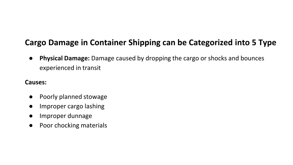 Ppt Types Of Cargo Damage In Container Shipping Powerpoint