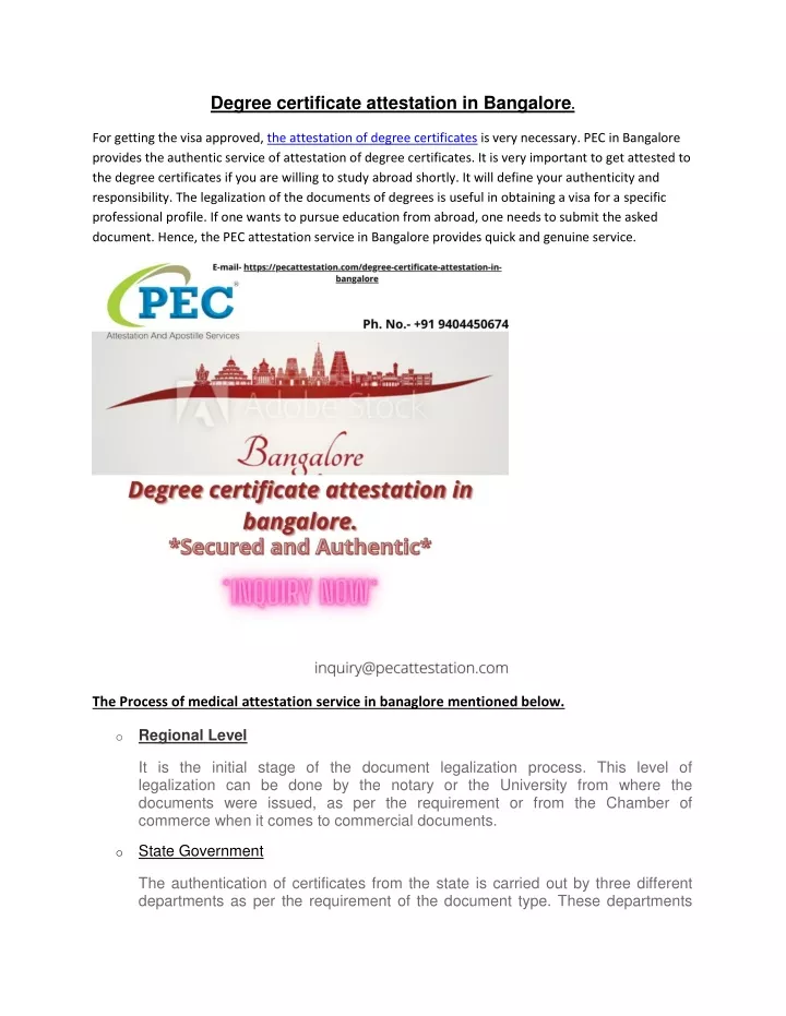 PPT Degree Certificate Attestation In Bangalore PowerPoint