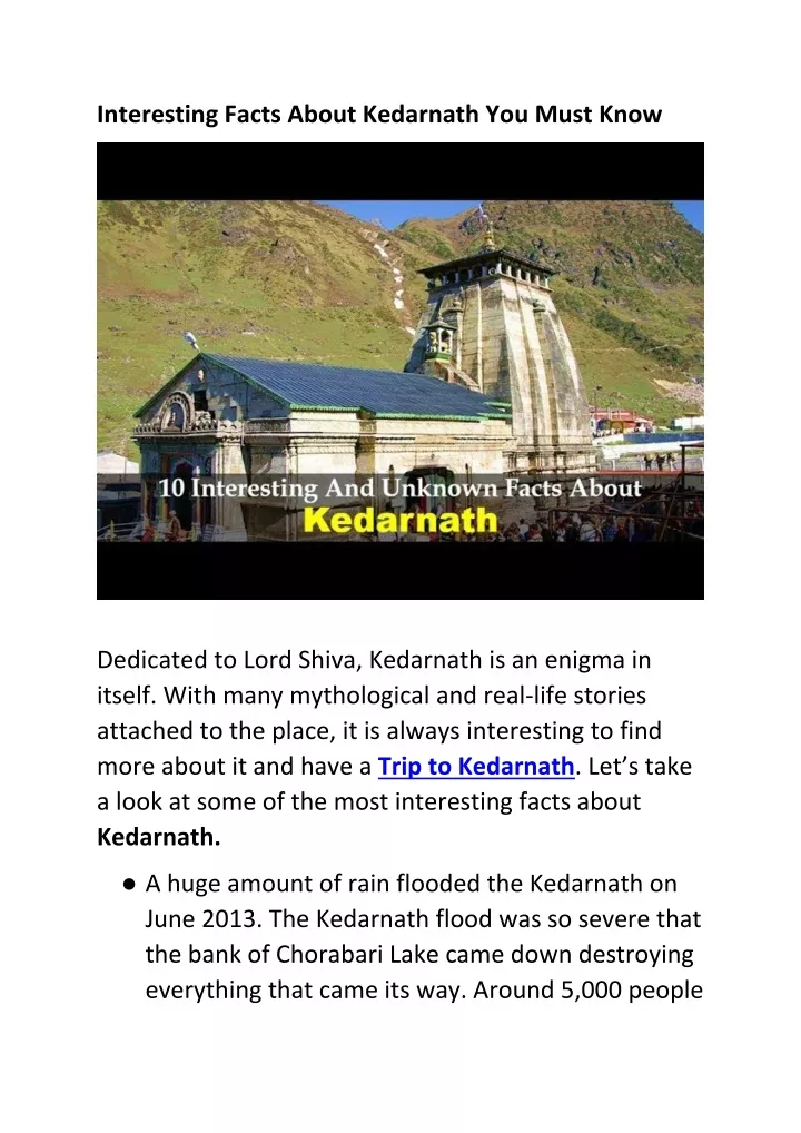 Ppt Interesting Facts About Kedarnath You Must Know Powerpoint