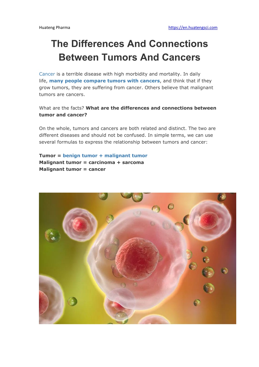 Ppt The Differences And Connections Between Tumors And Cancers