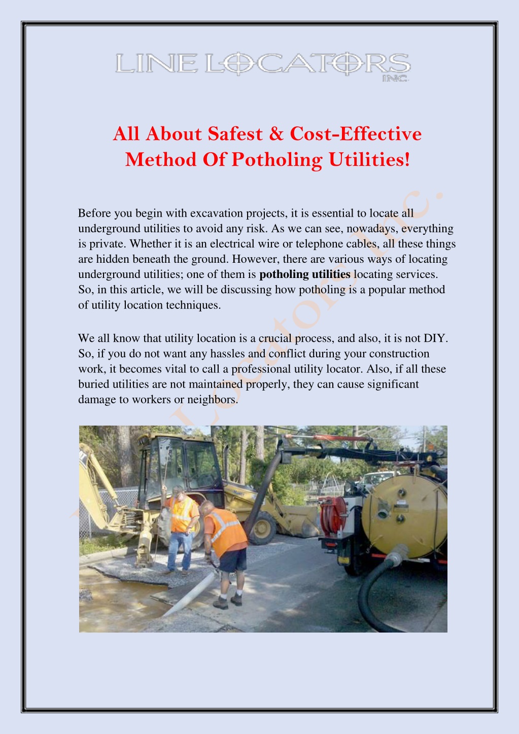 PPT Safest And Cost Effective Method Of Potholing Utilities