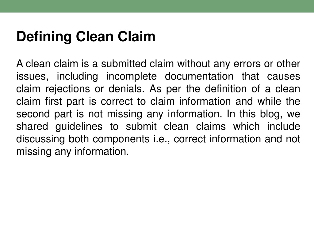 PPT Guidelines To Submit A Clean Claim PowerPoint Presentation Free