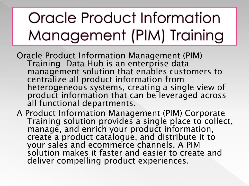 PPT Proexcellency Provides Oracle PIM Online Training PowerPoint