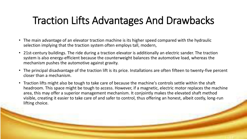 Ppt Hydraulic Lift Advantages And Drawbacks Powerpoint Presentation