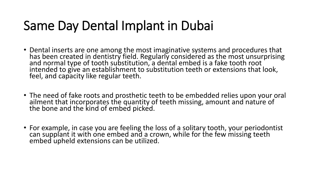 Ppt Same Day Dental Implant In Dubai Powerpoint Presentation Free