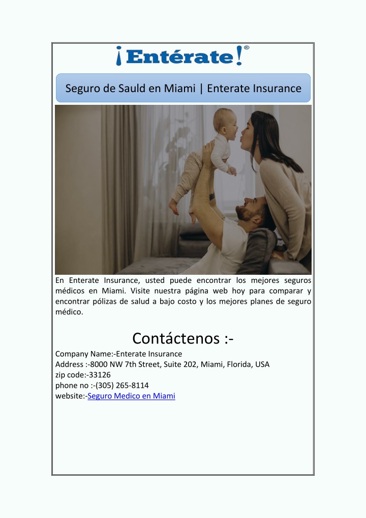 Ppt Seguro De Sauld En Miami Enterate Insurance Powerpoint