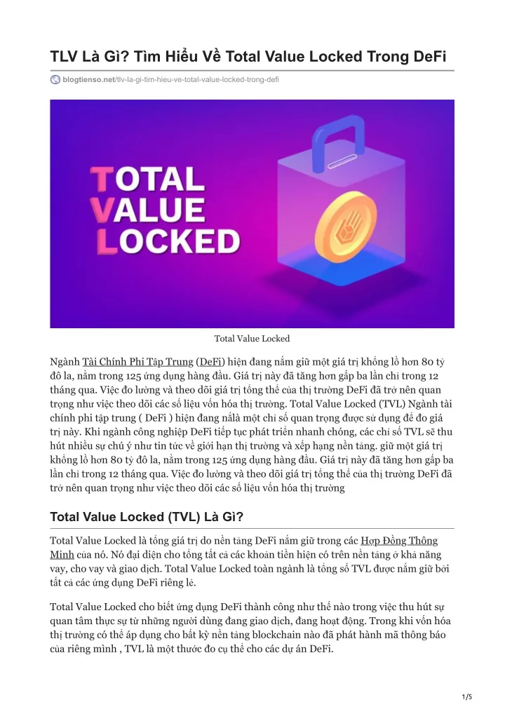 PPT TLV Là Gì Tìm Hiểu Về Total Value Locked Trong DeFi PowerPoint