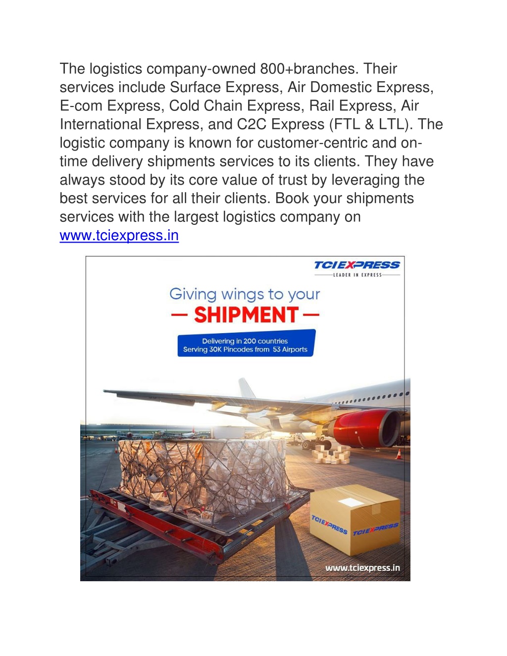 PPT Largest Logistics Companies In India TCIEXPRESS PowerPoint