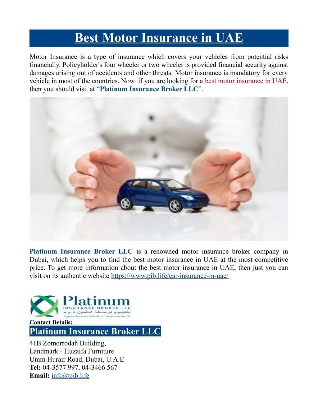 Ppt Best Motor Insurance In Uae Powerpoint Presentation Free