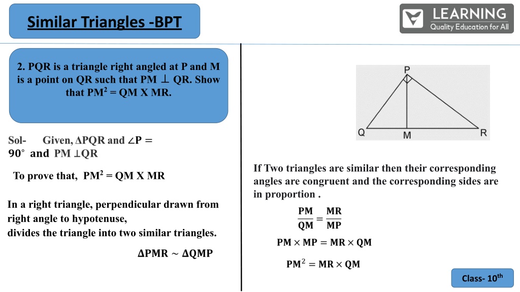 PPT Class 10 KSEEB CBSE Maths Triangles Part 6 Vista S