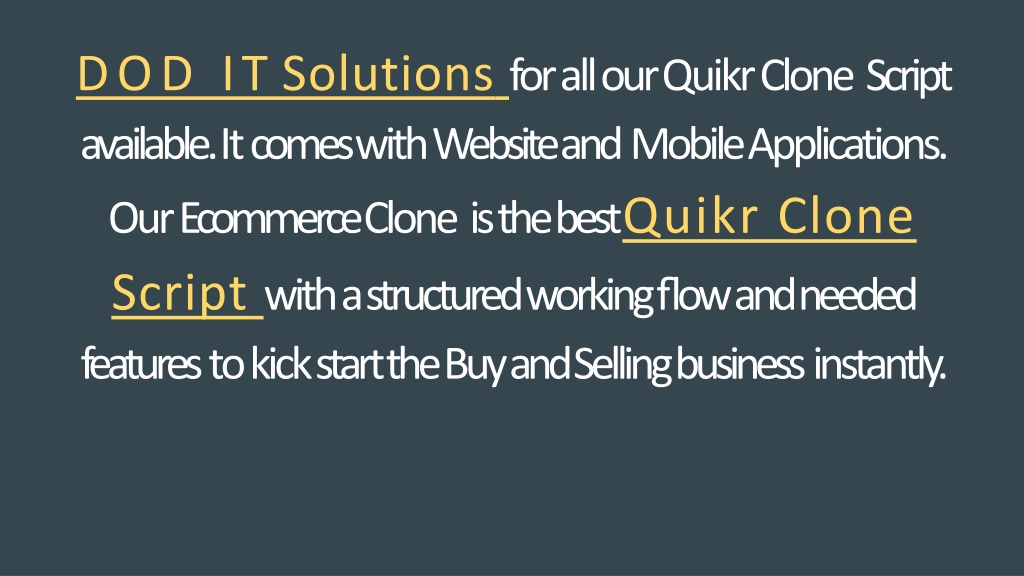 Ppt Readymade Best Quikr Clone Script Dod It Solutions Powerpoint