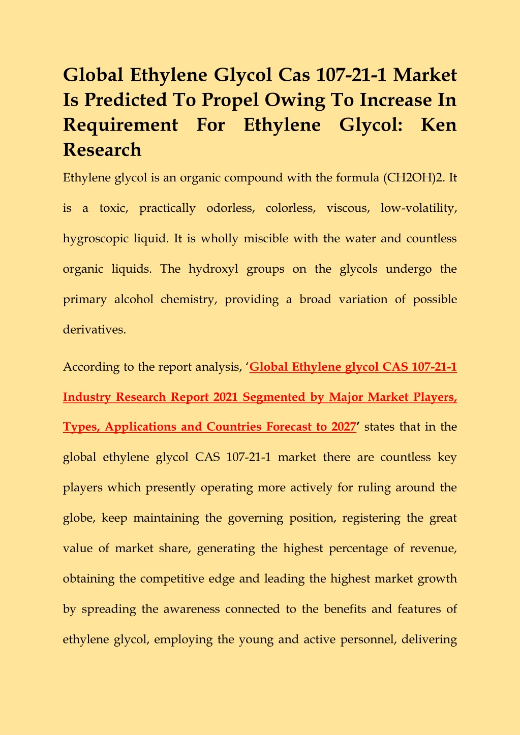 PPT Global Ethylene Glycol Cas 107 21 1 Market Converted PowerPoint