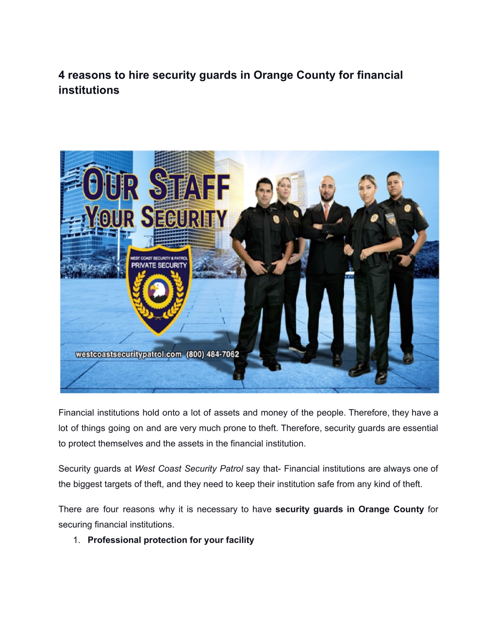 Ppt Reasons To Hire Security Guards In Orange County For Financial