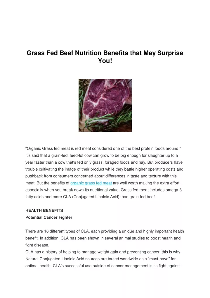 PPT Grass Fed Beef Nutrition Benefits That May Surprise You PowerPoint Presentation ID