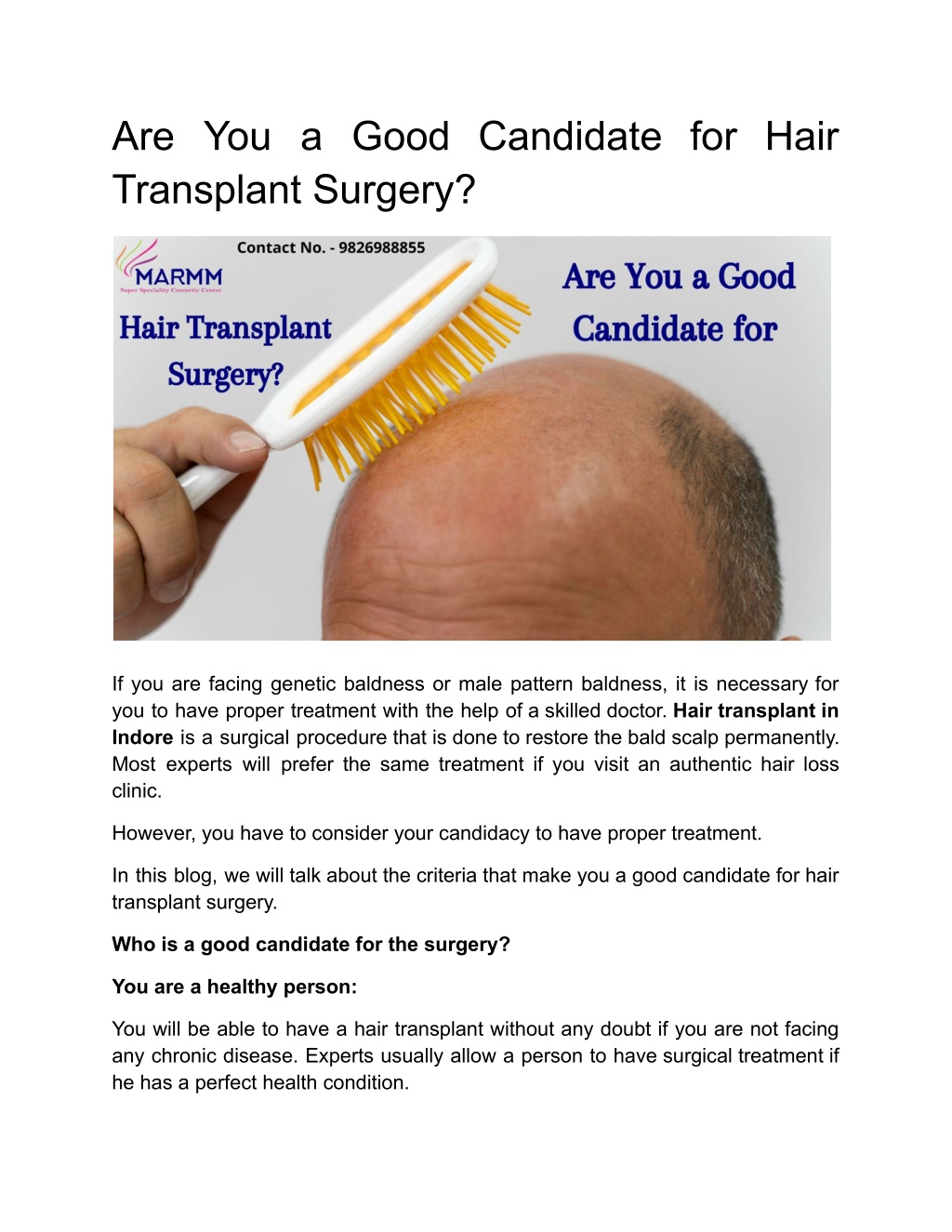 Ppt Are You A Good Candidate For Hair Transplant Surgery Powerpoint