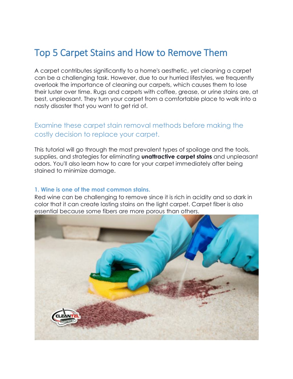 PPT Top 5 Carpet Stains And How To Remove Them PowerPoint