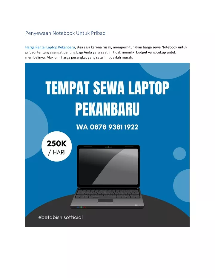 PPT Tempat Sewa Laptop Pekanbaru WA 0878 9381 1922 PowerPoint