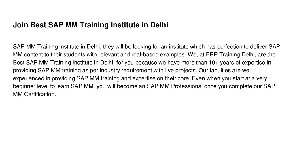 PPT SAP MM Training Course In Delhi In 2022 PowerPoint Presentation