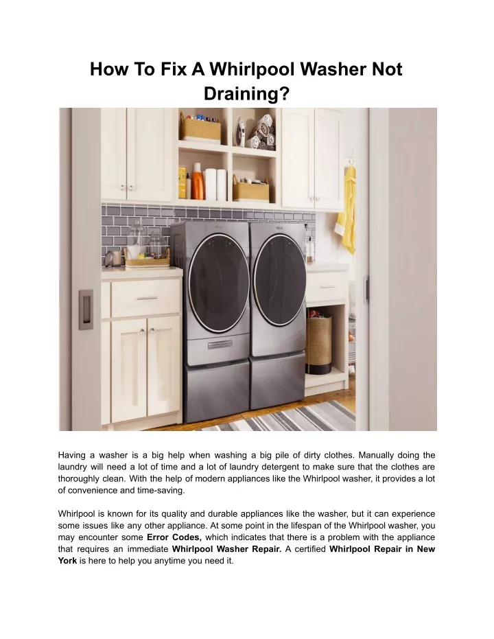 Ppt How To Fix A Whirlpool Washer Not Draining Powerpoint