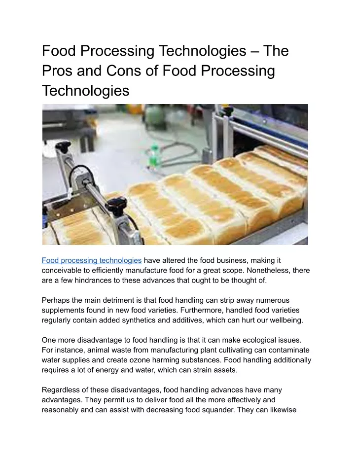 PPT Food Processing Technologies The Pros And Cons Of Food