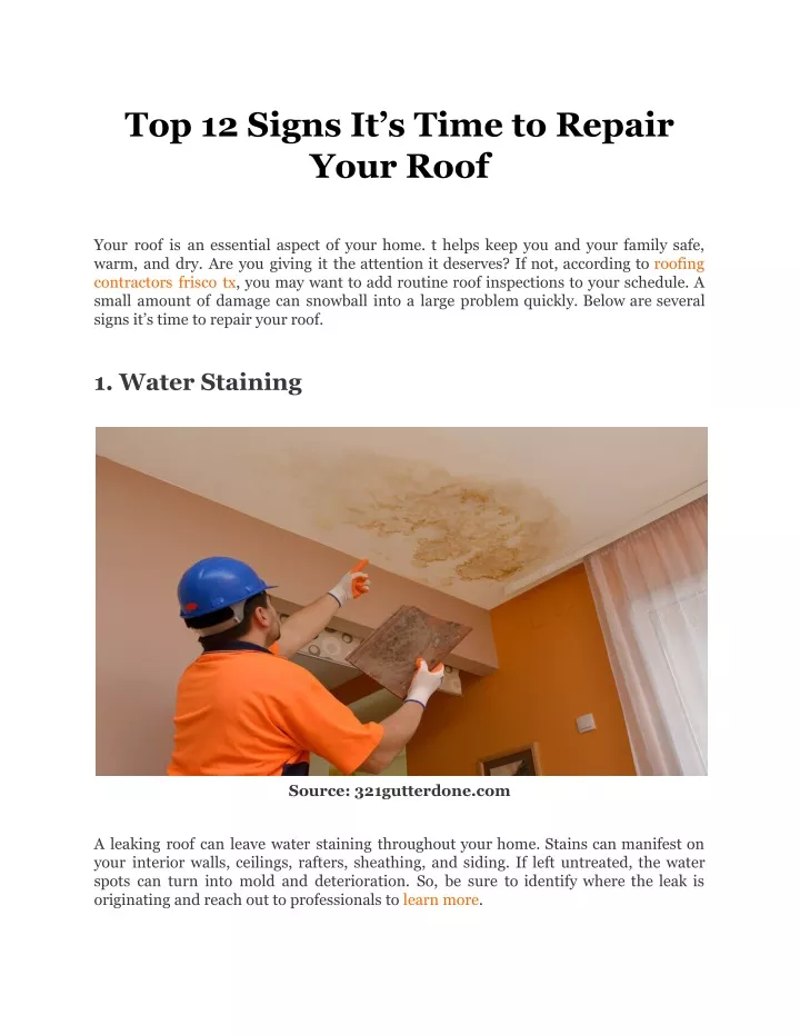 Ppt Top Signs Its Time To Repair Your Roof Powerpoint