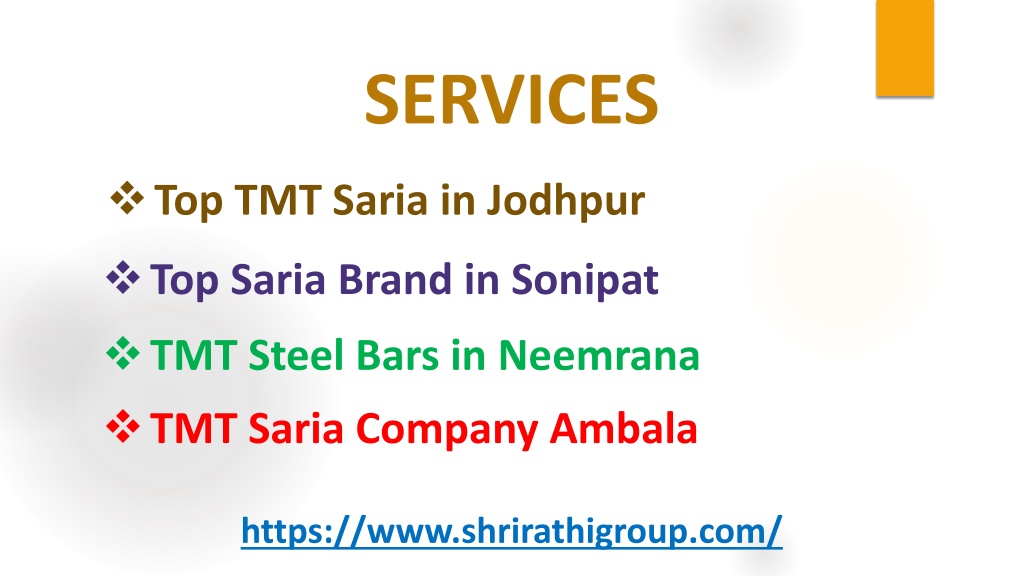 PPT Top TMT Saria In Jodhpur Shri Rathi Group PowerPoint