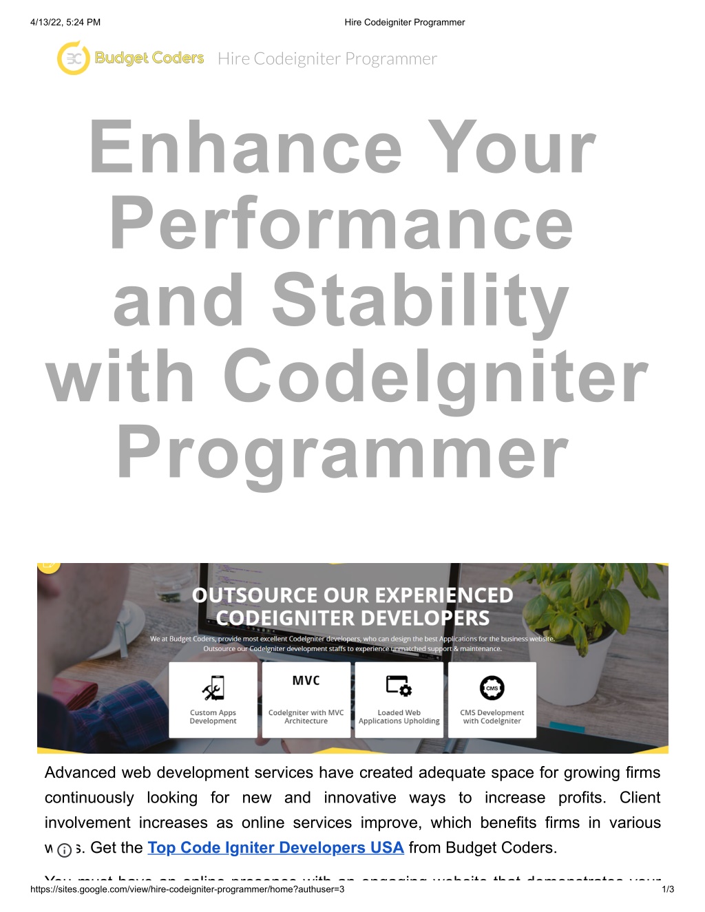 Ppt Hire Codeigniter Programmer Powerpoint Presentation Free