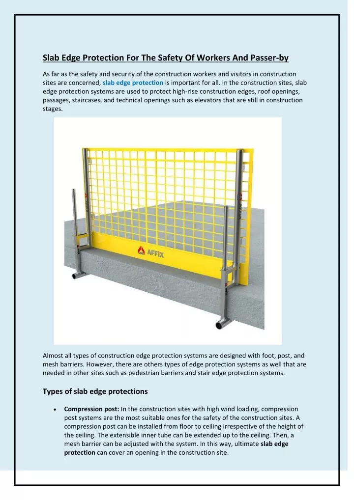 Ppt Slab Edge Protection For The Safety Of Workers And Passer By