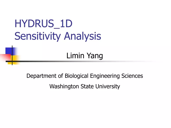 PPT HYDRUS 1D Sensitivity Analysis PowerPoint Presentation Free