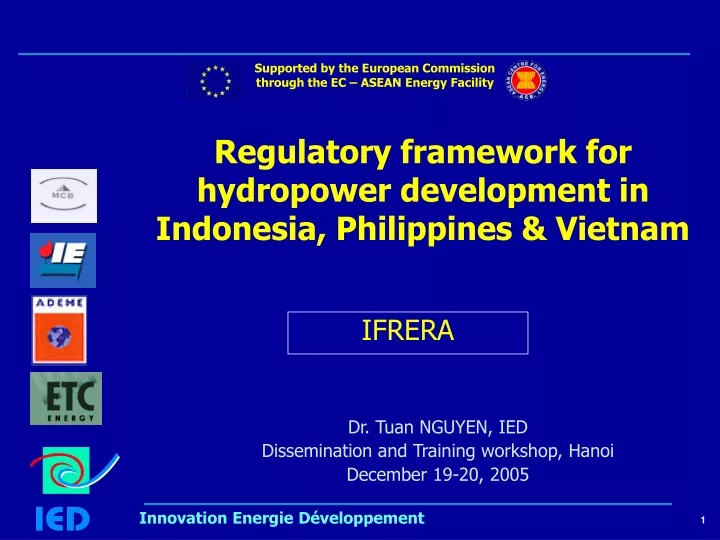 PPT Regulatory Framework For Hydropower Development In Indonesia