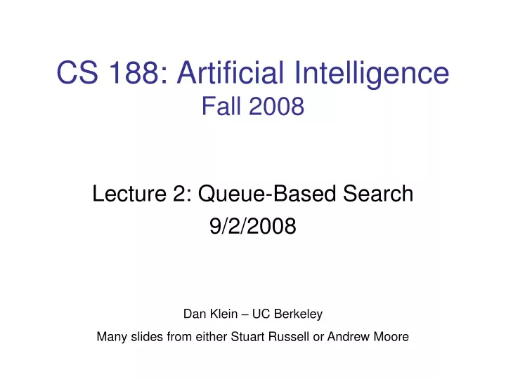 PPT CS 188 Artificial Intelligence Fall 2008 PowerPoint Presentation