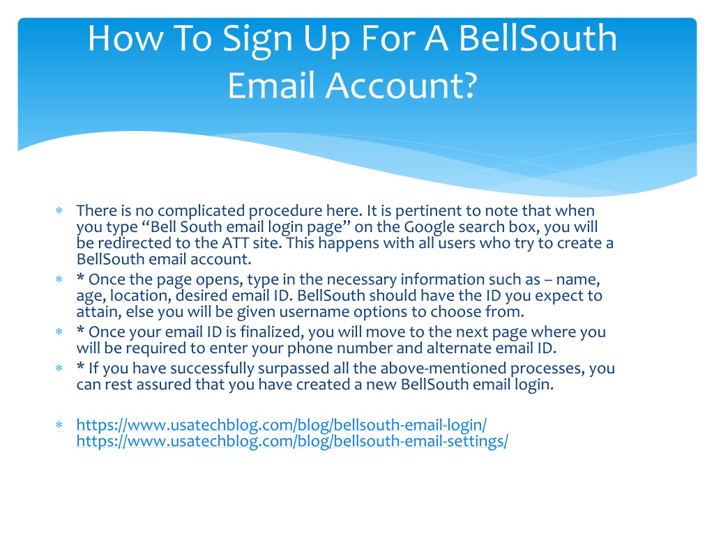 Ppt Resolve What Are The Settings For Bellsouth Email Issue