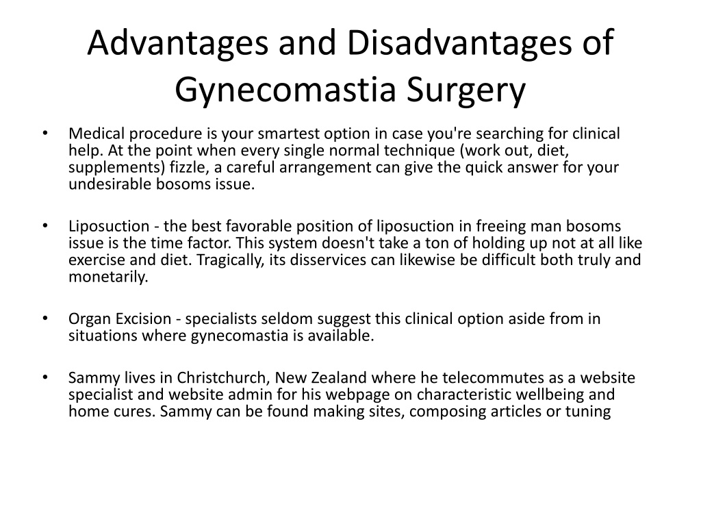 Ppt - Advantages And Disadvantages Of Gynecomastia Surgery Powerpoint 