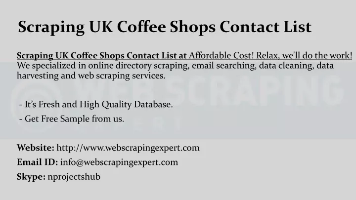 scraping uk coffee shops contact list n.