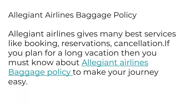allegiant airlines baggage policy n.