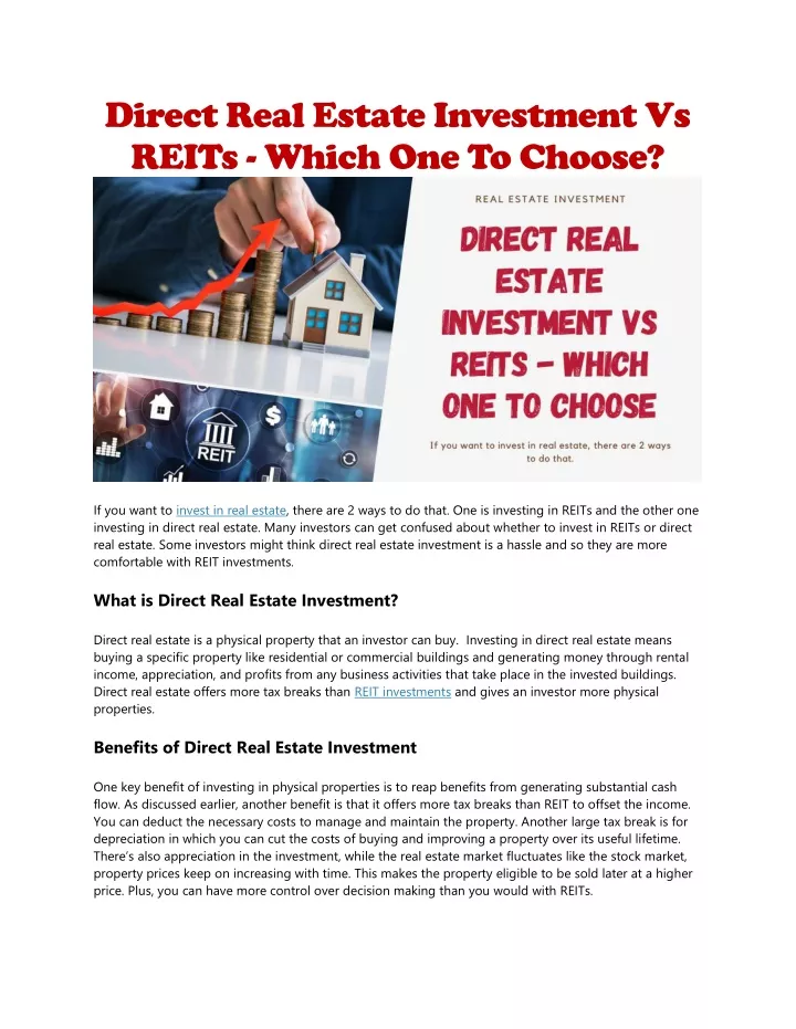 direct real estate investment vs reits which n.