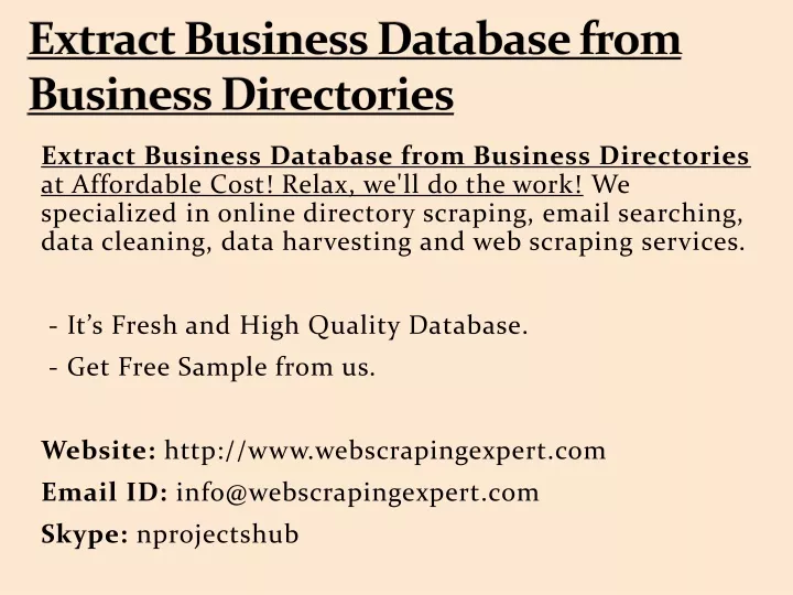 extract business database from business directories n.