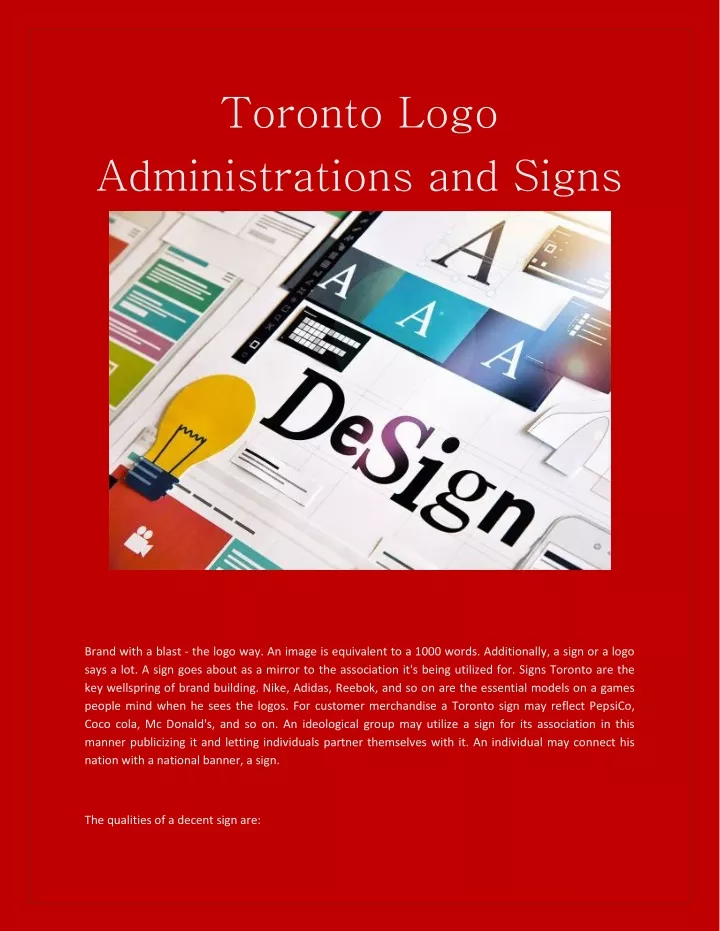 toronto logo administrations and signs n.