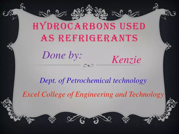 hydrocarbons used as refrigerants n.