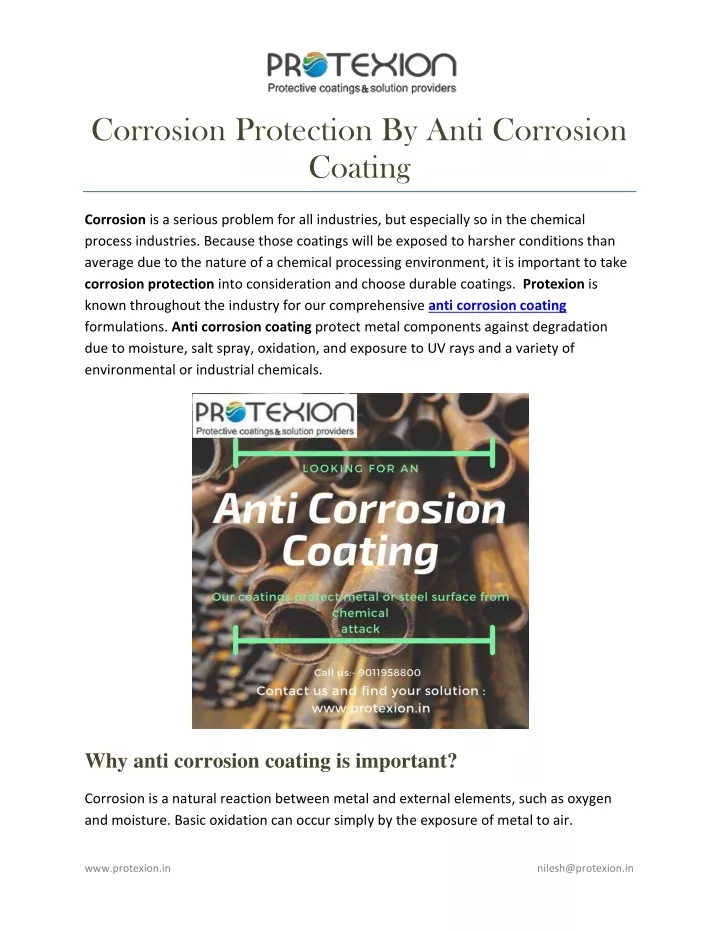 corrosion protection by anti corrosion coating n.