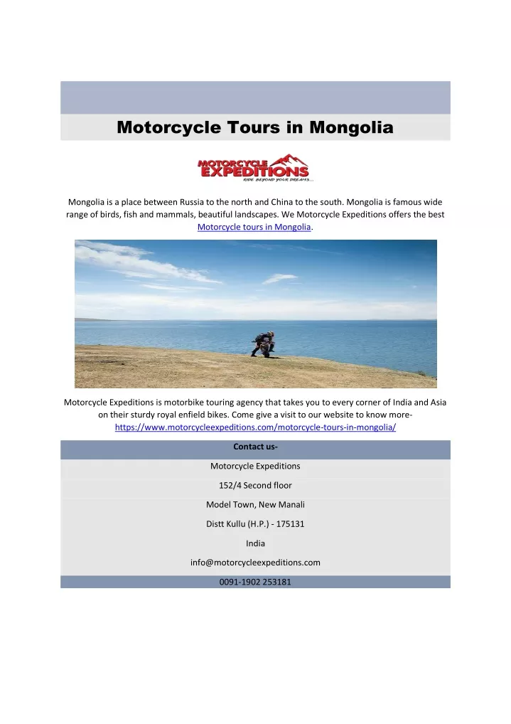 motorcycle tours in mongolia n.